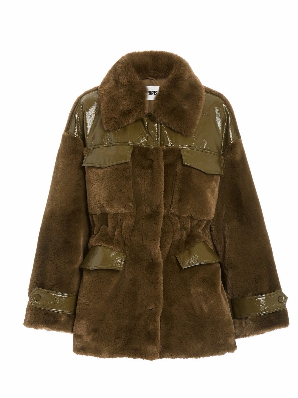 Apparis Lucile Faux Fur Jacket in Green Large